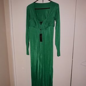 BCBGMAXAZRIA green evening gown.